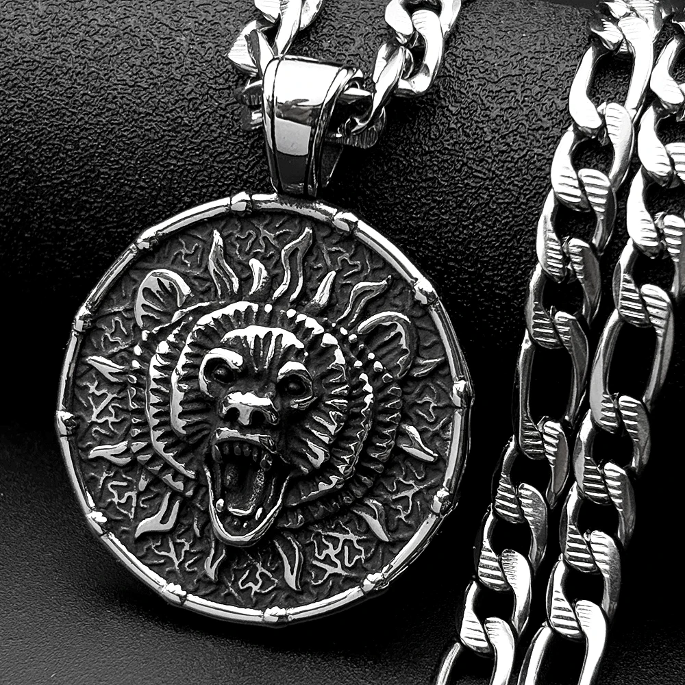 

Vintage 316L Stainless Steel Nordic Viking Bear Head Pendant Necklace For Women Men Animal SiLver Color Punk Chain Jewelry Gift
