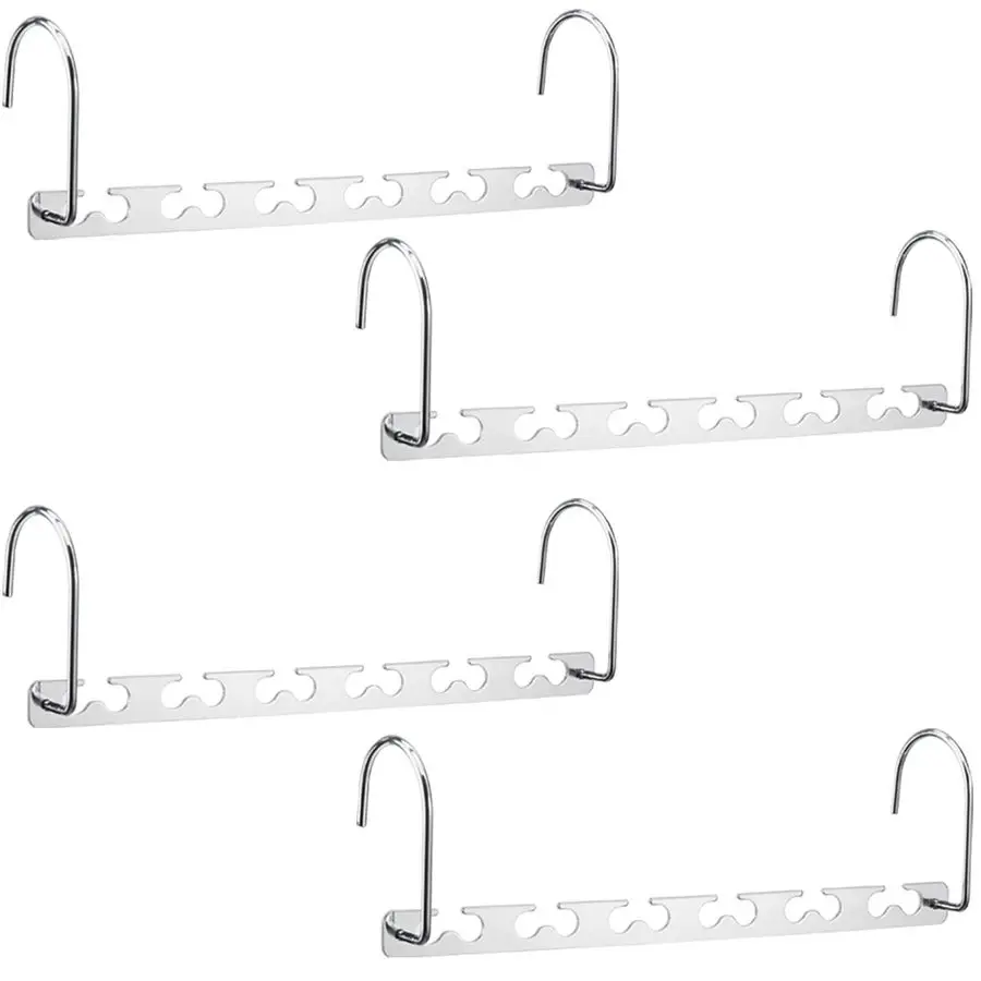 

Space Saving Metal Clothes Hangers 6X2 Slots Magic Cascading Hanger Updated Hook Design Closet Organizer Pack of 4