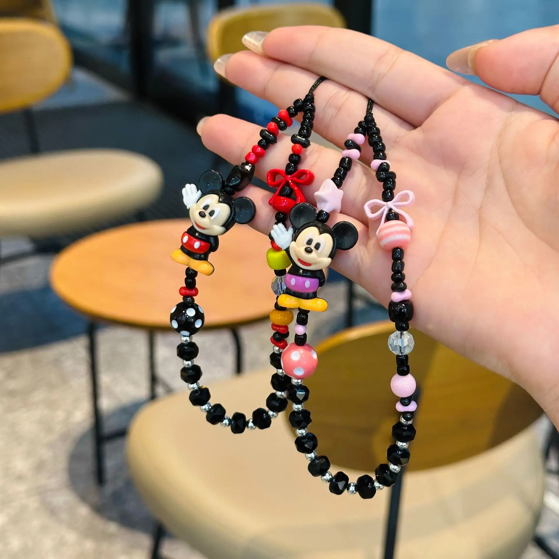 Alça de telefone com desenho animado da disney, mickey e minnie, pingente em formato de boneca, para homens e mulheres, chaveiro portátil da moda