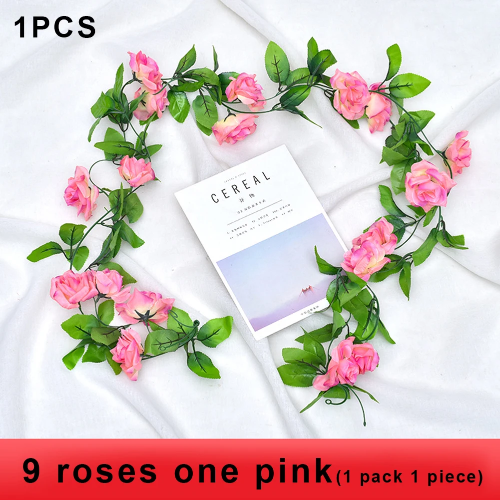 2.4m Artificial Flower Silk Rose Leaf Garland Vine Ivy Home Wedding Garden Decor Artificial Plant Vine Garland For Room Garden