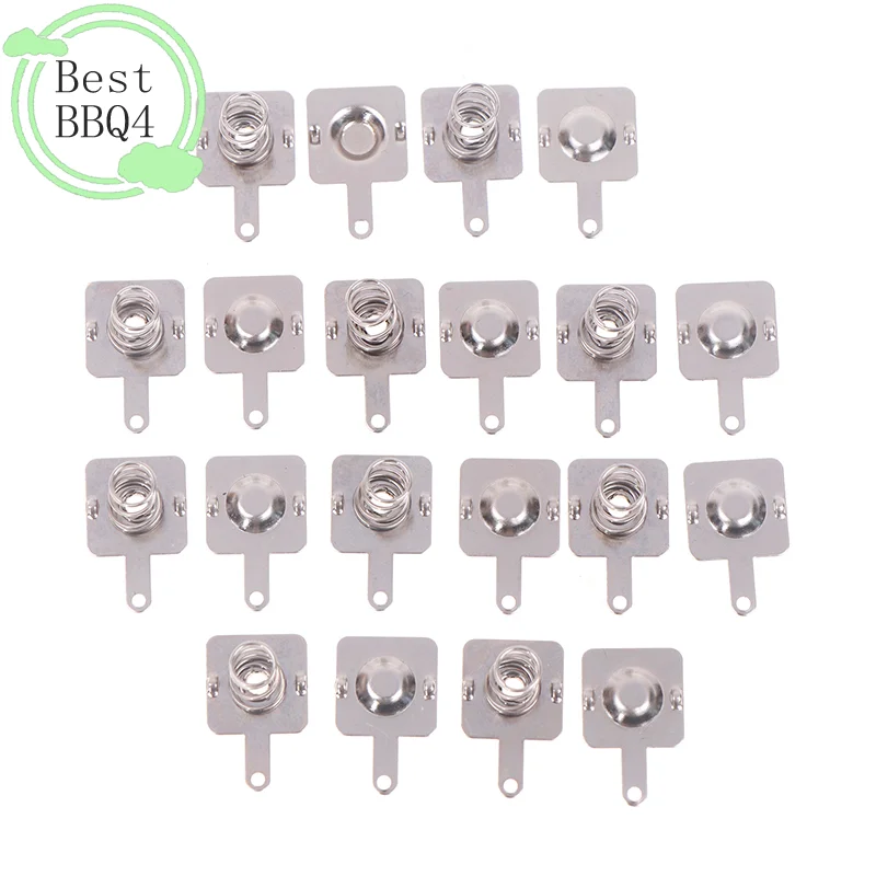 BBQ4 5Set 12MMx12MM - + Replacement Metal Batteries Spring Contact Plate Silver Unidirectional Slot For AA Battery Case