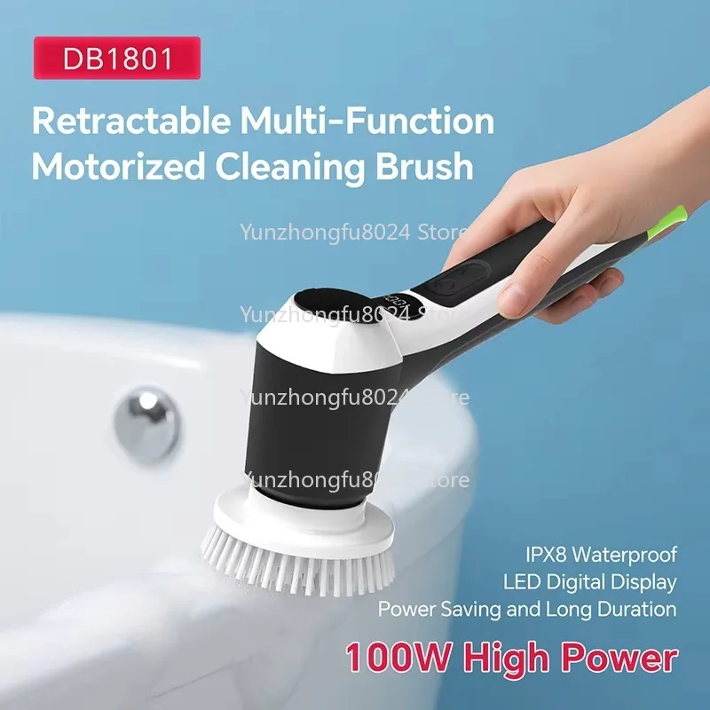 

Электрическая щетка для уборки IPX8 с тремя телескопическими штангами, которые можно свободно соединять, для ванной, спальни и кухни