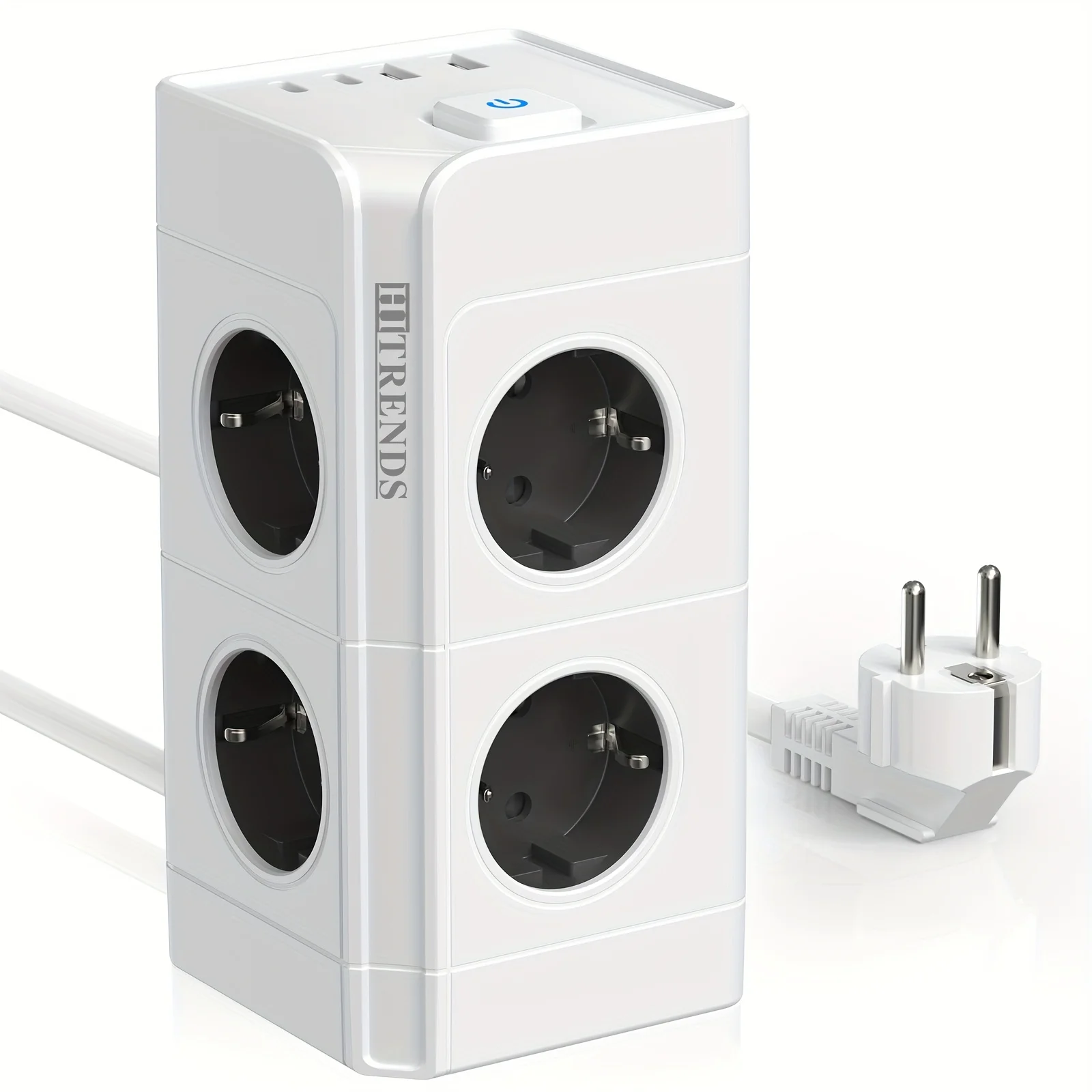 

Multi-outlet with 4 USB 8-way power socket, switched, surge-protected 2 m extension cable socket, tower distribution sockets