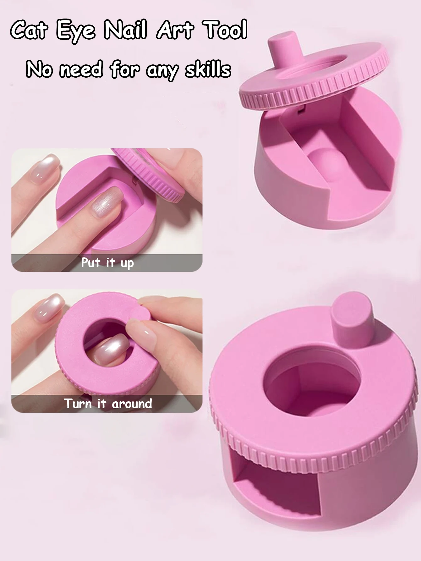Professional Automatic Cat-Eye Nail Magnet Tool, Magnetic Nail Art Aid Suitable for Beginners, Easy-To-Use Tool for Creating Wide Cat-Eye Effects, DIY Nail Art Accessories