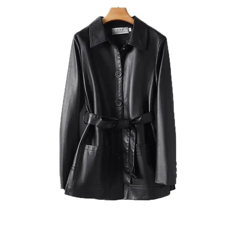 2025 primavera e outono jaqueta de couro feminina viajando jaqueta de couro com alça slim fit