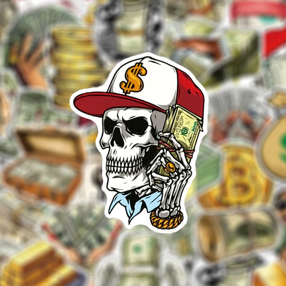 10/30/50pcs Cartoon Dollar Money Graffiti Stickers Cool Creative Sticker Decoration DIY Laptop Luggage Phone Helmet Decals Toys