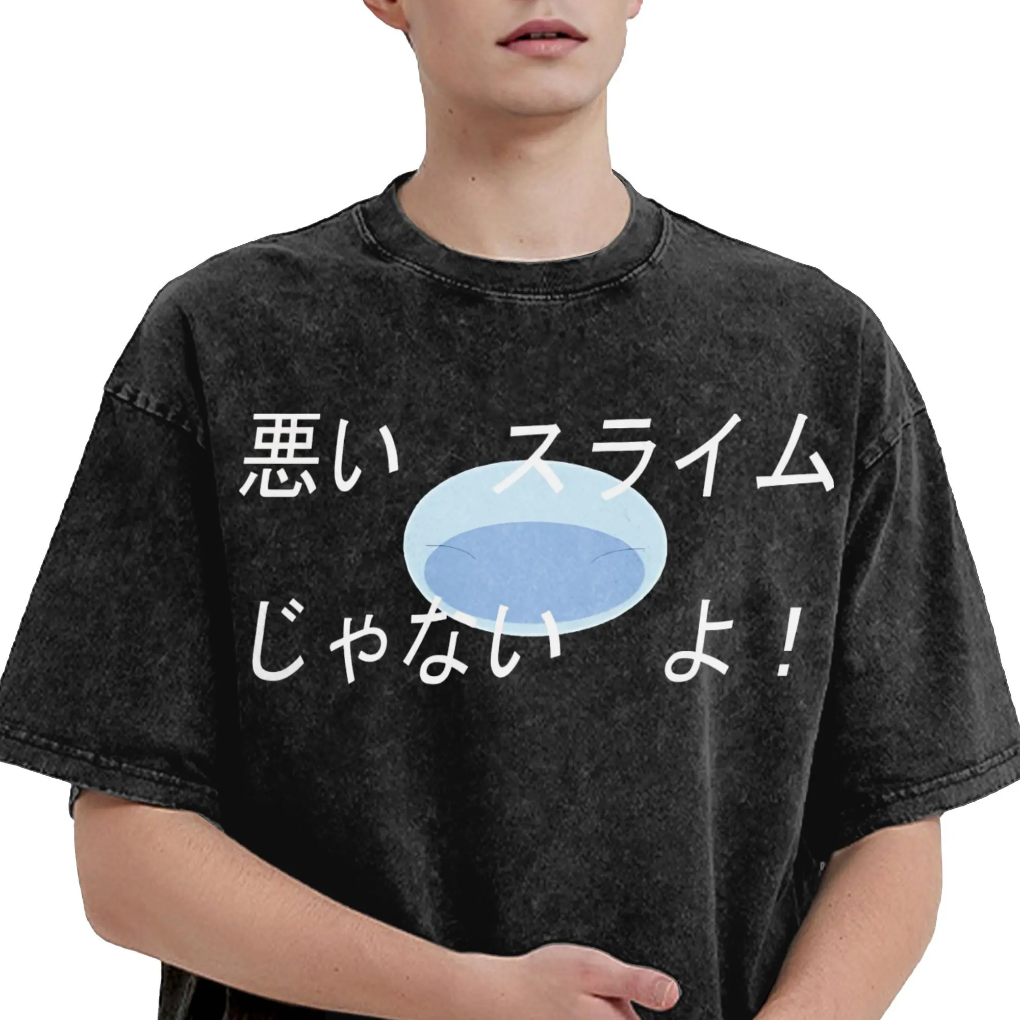 تي شيرت رجالي Warui Slime Janai Yo! تي شيرت مغسول في ذلك الوقت تم تجسدت كتي شيرت صيفي سلايم ملابس قطنية