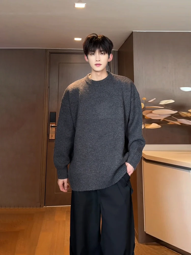 

Deep ey Korean Sle Men's Knitted Sweater round Ne Casual Inner Wear Base irt Autumn Winter Comfortable Breathable