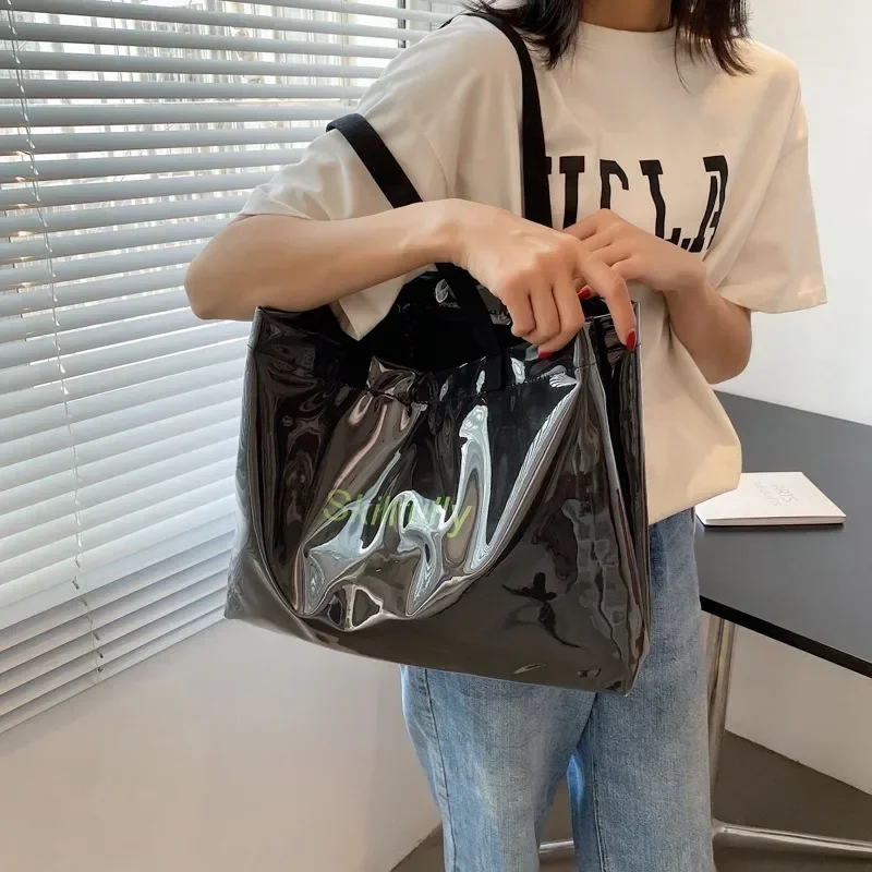 Fashion Transparent Women\'s Tote Bag Large Capacity Women Luxury Designer Handbag Bags Ladies Shoulder Bag with Free Shipping