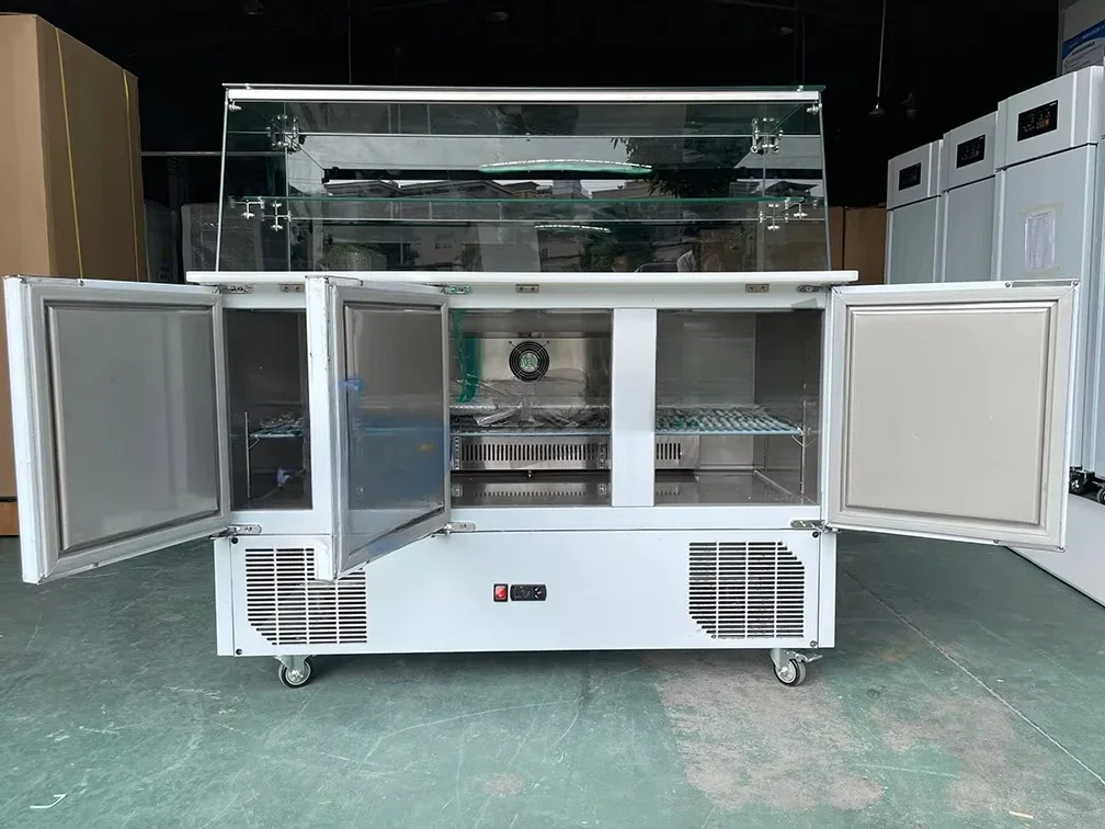 

Commercial salad bar display refrigerator air-cooled stainless steel pizza refrigerator counter salad display