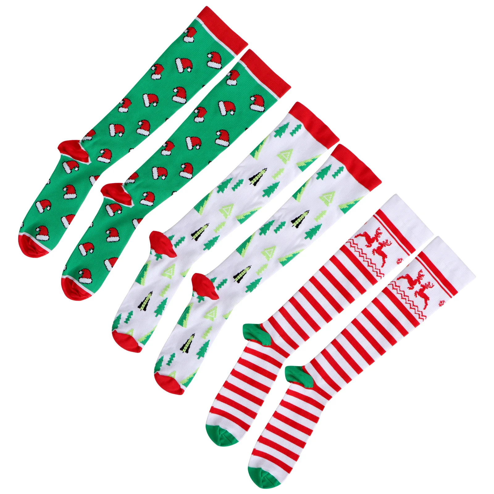 

3 пары рождественских спортивных носков, нейлоновые компрессионные чулки для марафона, бега, спортивные длинные носки для мужчин