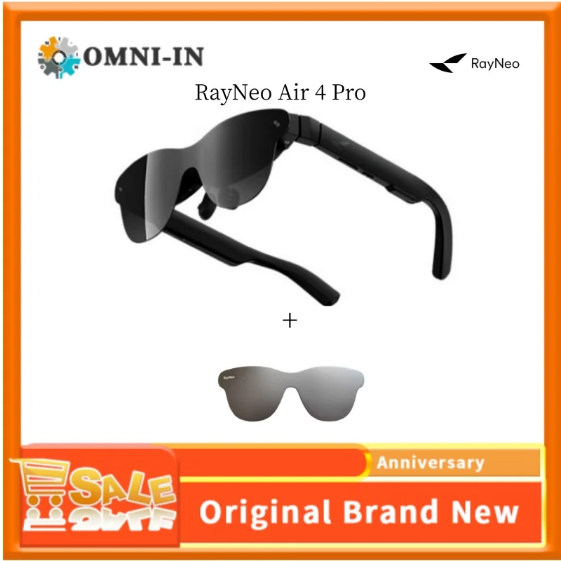 Gafas AR inteligentes RayNeo Air 4 Pro, brillo de 1200 Nits, visualización HD de 135 pulgadas, 4 parlantes, audio inmersivo, HDR10