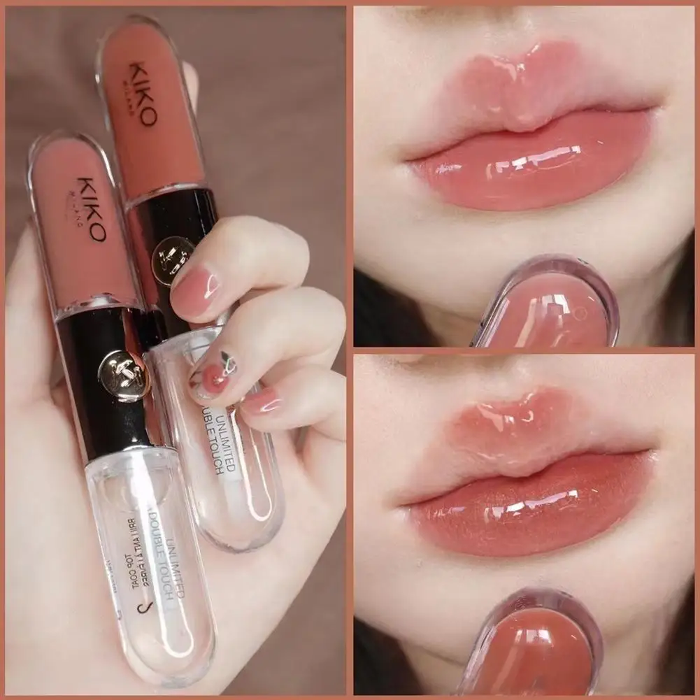 Kiko Double Headed Lipstick Make Up Mirror Lip Gloss Face Gloss Sexy Plump Lip Glaze Transparent Lip Color Lip Glow Oil Makeup