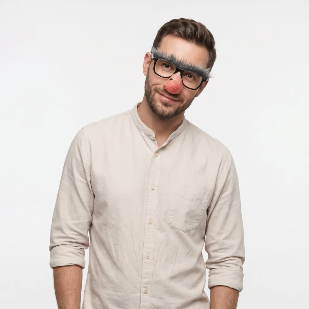 Funny Square Frame Disguise Glasses Black Eyebrows Fluffy Eyebrows Fake Nose Costume Glasses Oversized Nose Lightweight