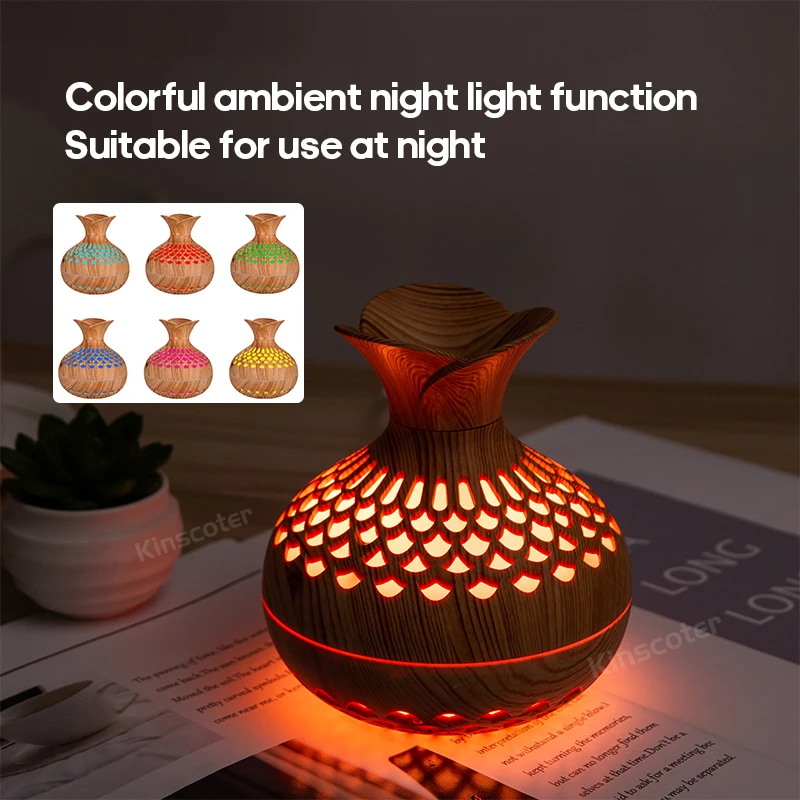 Woodgrain Ultrasonic Air Humidifier USB Water Mist Sprayer H2O  300ml Mini Portable Desktop Aroma Diffuser Purifier