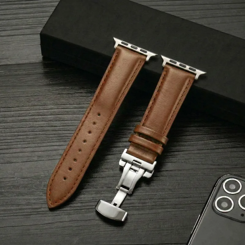 Lederarmband für Apple Watch Series Ultra 11 10 9 8 7 SE 6 5 4 3 Uhrenarmband für iWatch Ultra 2 49mm 38 46 42 45 41 40 44mm