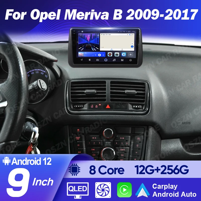 QSZN Car Stereo Radio For Opel Meriva B 2009 -2017 Android 13 Carplay Multimidia Video Player Navigation Autoradio GPS Head Unit
