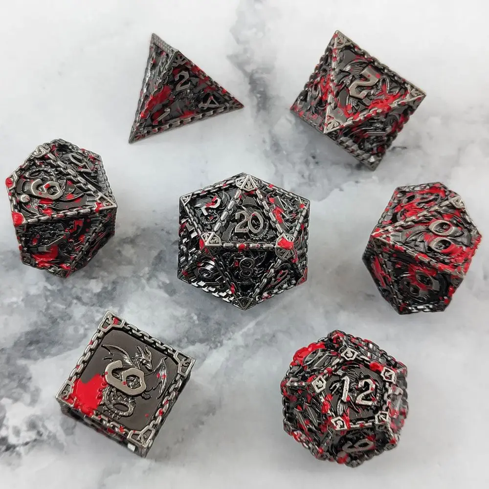 7pcs Dnd Dice Metal Dice For Dnd&Rpg  D&D Dice 7 PCs DND Dice Polyhedral Dice Set for Role Playing Game TRPGPathfinder D20 D6 D4