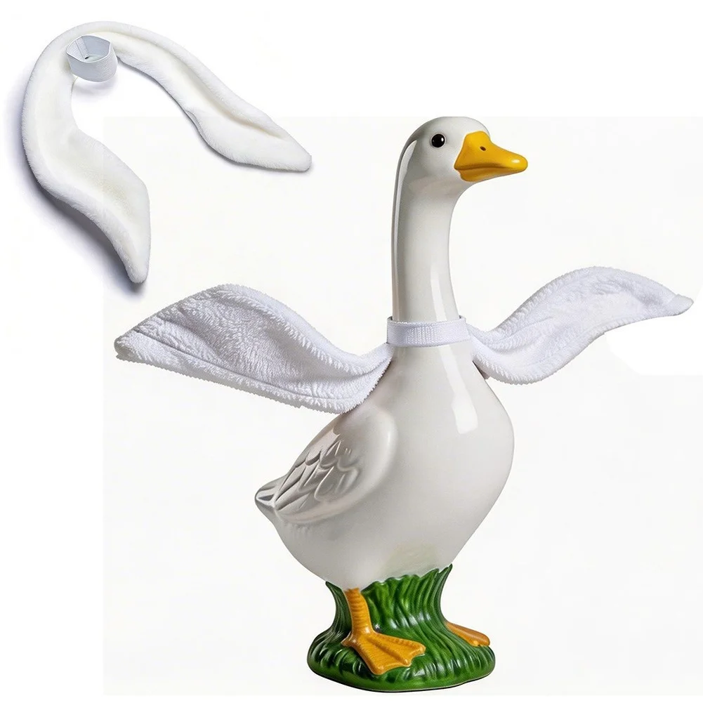 White Goose Feather Wing Attachment Adjustable for Porch Lawn Outdoor Garden Decor Statue Fits 23 inch 28 inch
