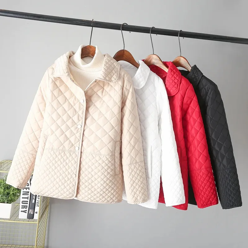 

Autumn Winter New Down Cotton Jacket Women Parkas Fashion lattice Light Thin Warm Padded Coat Ladies Slim Cotton Outerwear B1275