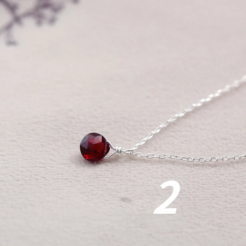 High Quality Tassels 925 Sterling Silver Water Drop Pendant with Short Chain Red Garnet Necklace Natural Stone Female Cute Gift