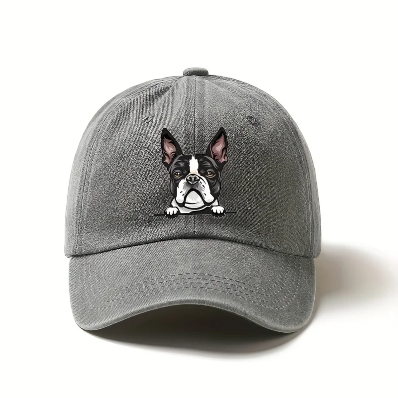 Cute Boston Dog Printed Baseball Hat with Casual Style, Perfect Gift for Daily Wear and Travel Pet Enthusiasts