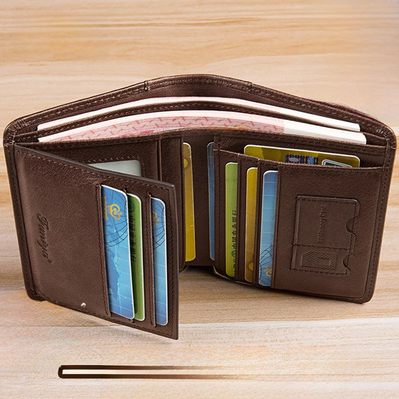 

Men's ort Wallet 202 New Genuine Leather Driver License Inteated Card Holder Multi-Function Horizontal Calfskin