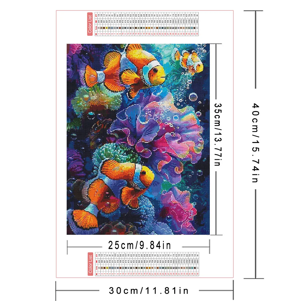 AZQSD Diamond Painting Kits Fish Animal Sea Personalized Gifts Handmade Art Mosaic Home Decor Square Round Drill Diy Gift