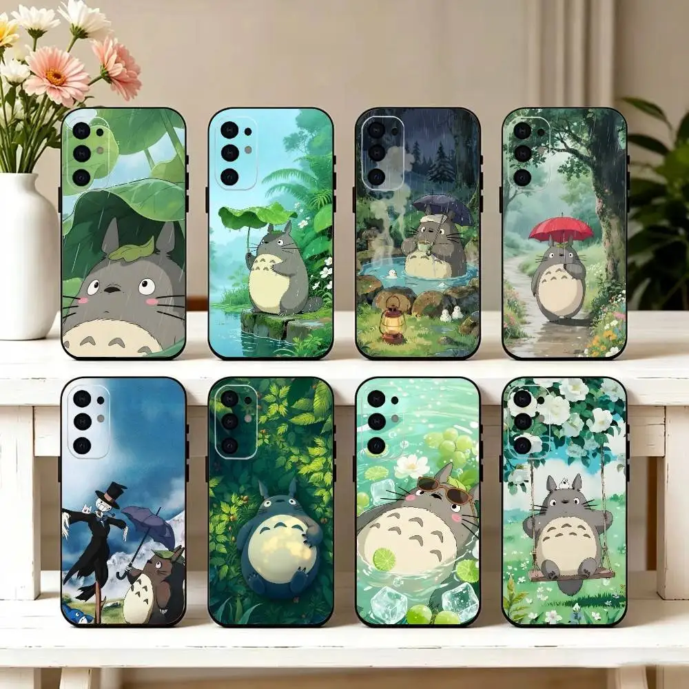 H-Hot Anime Film Cute T-Totoro-o Phone Case For Samsung S25,S24,S21,S22,S23,S30,Ultra,S20,Plus,Fe,Soft Silicone Black Cover