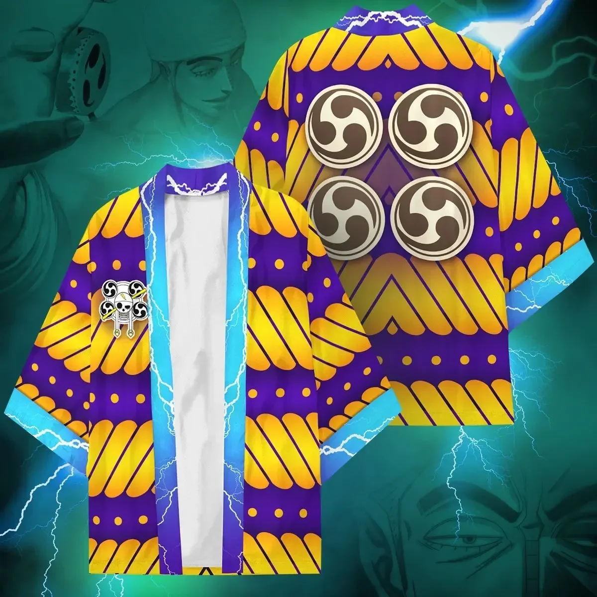 

Kimono-OP God Eneru Kimono Men's and Women's Cape Casual Cardigan Feather Weaving Anime Cape Short Sleeve T-shirt