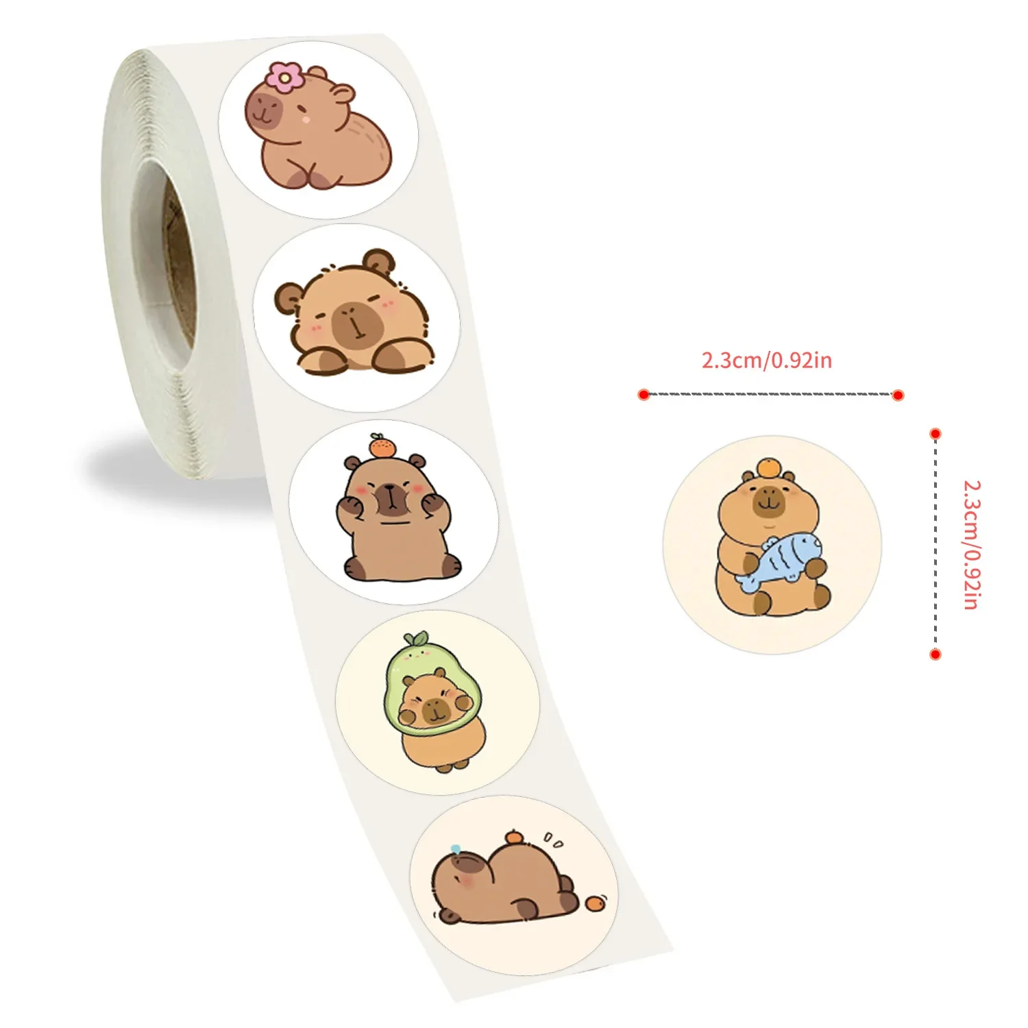

500Pcs/Roll Cute Capybara Graffiti Stickers Funny Animals Cartoon Decal DIY Luggage Phone Guitar Scrapbook Waterproof Sticker