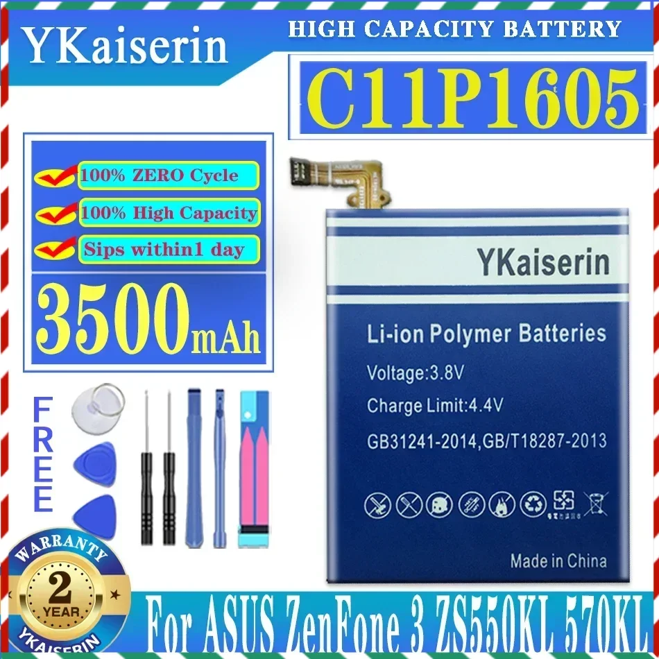 

YKaiserin For ASUS C11P1605 3500mAh Battery For ASUS ZenFone 3 ZenFone3 ZS550KL 570KL Z01FD Latest Production Battery +Tracking