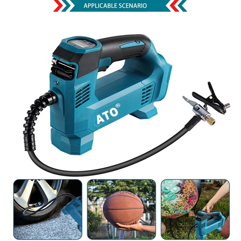 ATO Car Tire Infltable Pump Digital Inflator Equipment Portable Rechargeable Brushless Cordless Air Pump for Makita 18V Battery