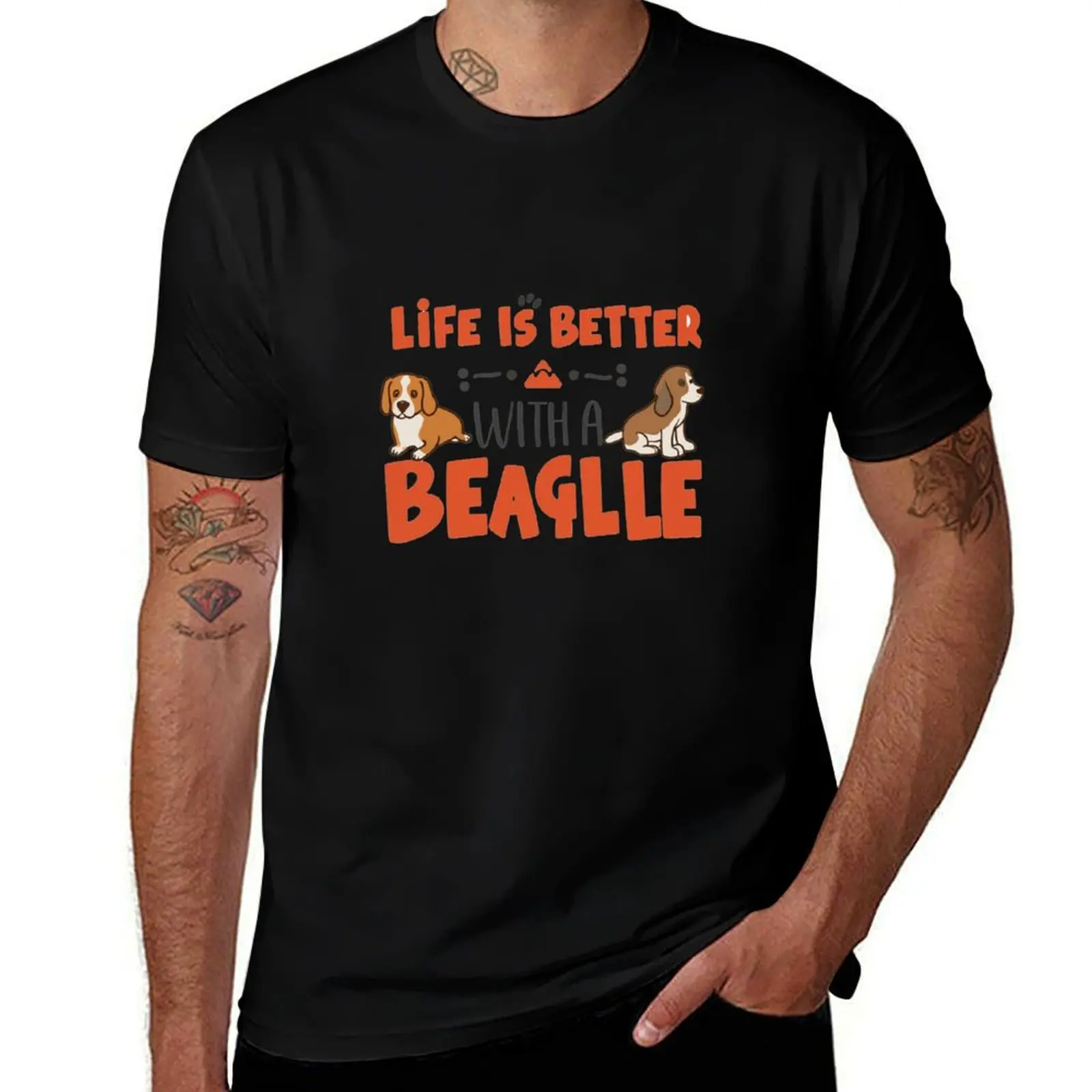 life is better with a beagle T-Shirt Trendy Casual Short Sleeve Shirt T-Shirt