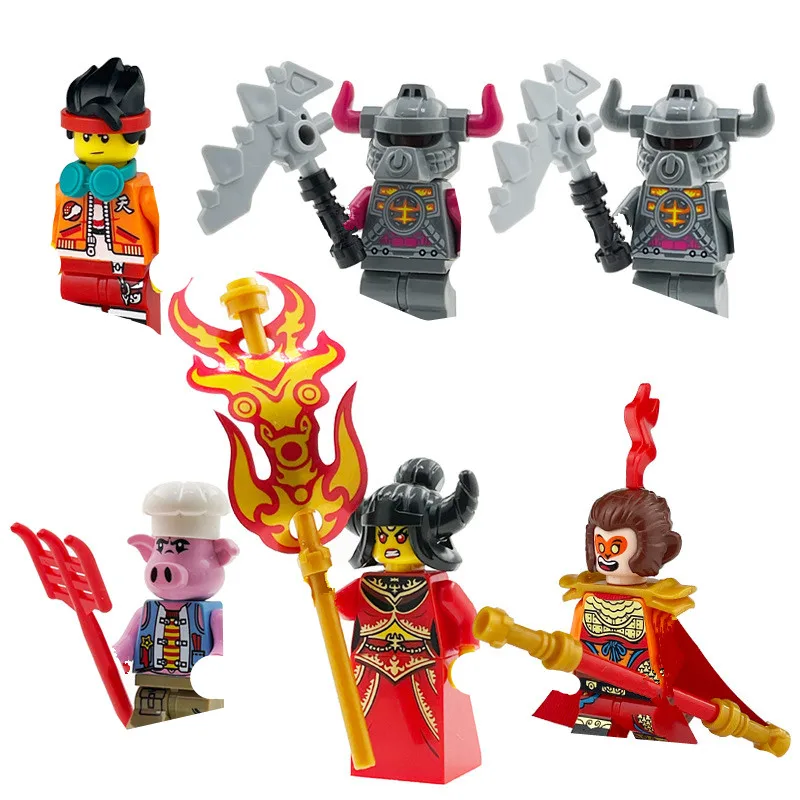 6Pcs Journey To West Monkey King Action Figures Building Blocks Chinese Hero Movies Dolls Sun Wukong Bricks Assemble Toys Boys