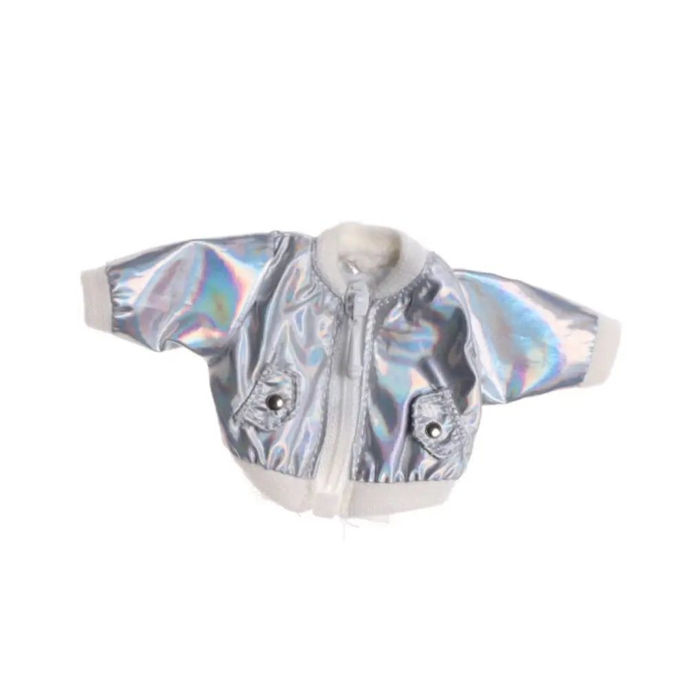 Long-sleeved Jacket OB11 Doll Jackets Mini Zipper Coat 1/12 Doll Laser Overcoat Cute Button Ob11 Baby Clothes Doll Accessories