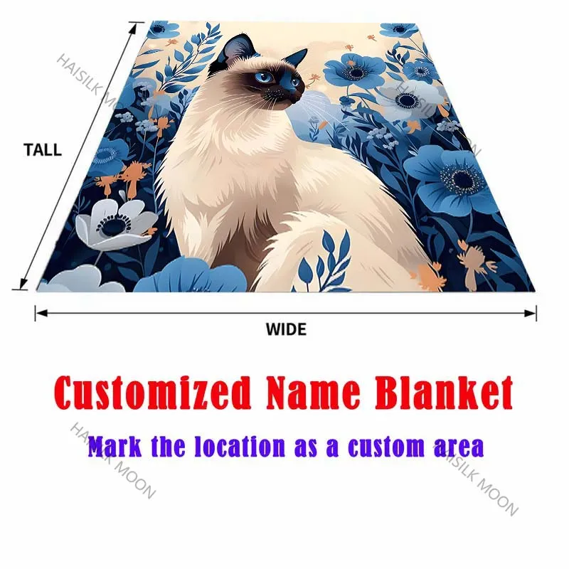 1PC Siamese Cat and Flowers Print Blanket Warm Soft Luxury Gifts for Children Adults Suitable for Home Sofa Bed Travel RV - view 6