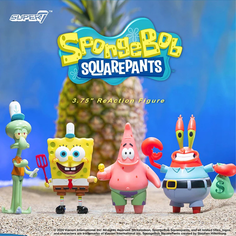 

Original SpongeBobed Square Pant Action Figures Super7 Series Squidward Tentacle Patricka Cute Star Toy Eugene H Krabs Model Toy