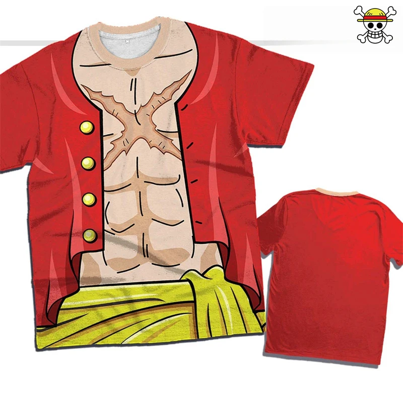 Sommer Herrenmode Einteiliges T-Shirt Monkey D Luffy Klassisches Muster Kurzarm-Trikot Streetwear Oberteile Kinder Jungen Kleidung – Detail 6