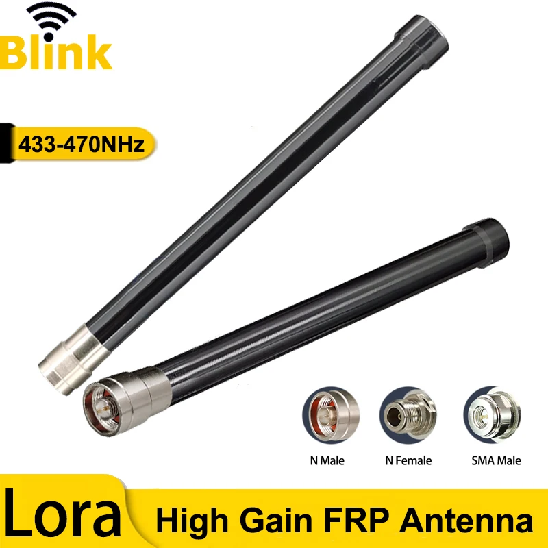 

433-470MHz LoRa Waterproof Antenna Amplifier Outdoor Omni High Gain FRP Antenna Long Range Signal Booster for AP Station Base