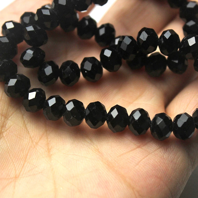 Black Crystal Cut Glass Round Beads Cristal Faceted Transparent Strand Beads Handmade DIY Components For Bracelet Necklace