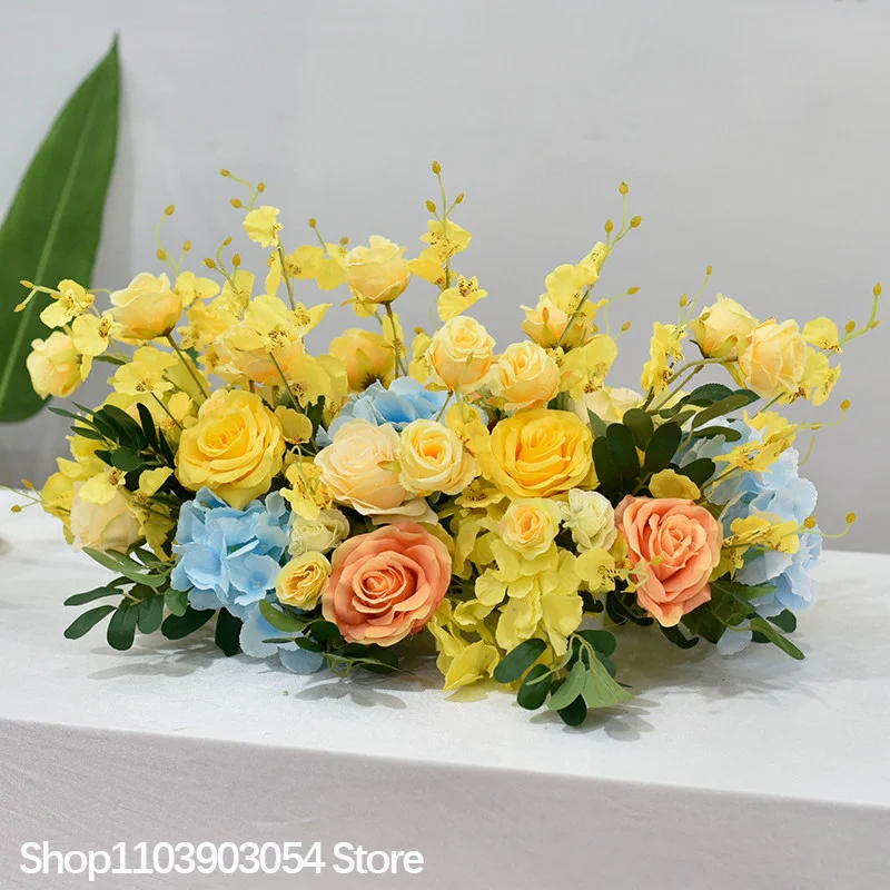 5D Rot-Gelbe Rosen-Kalla-Lilien Tischdekoration Künstliches Blumenarrangement Hochzeit Bankett Europäische Esstisch-Blumendekoration – Detail 6