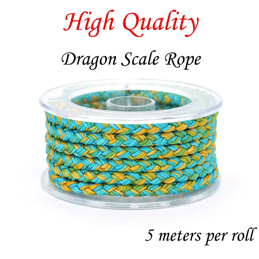 Cuerda de escala de dragón de alta calidad, 5 metros por rollo para fabricación de joyas, 5 colores, hilo hecho a mano, pulsera, collar, tobillera