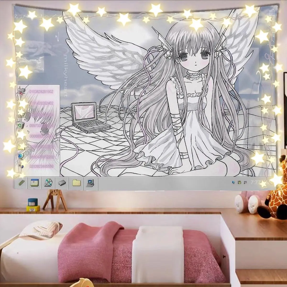 Korean girl's sweet-hearted Asian style live broadcast decorative background cloth room bedroom wall cloth hanging cloth
