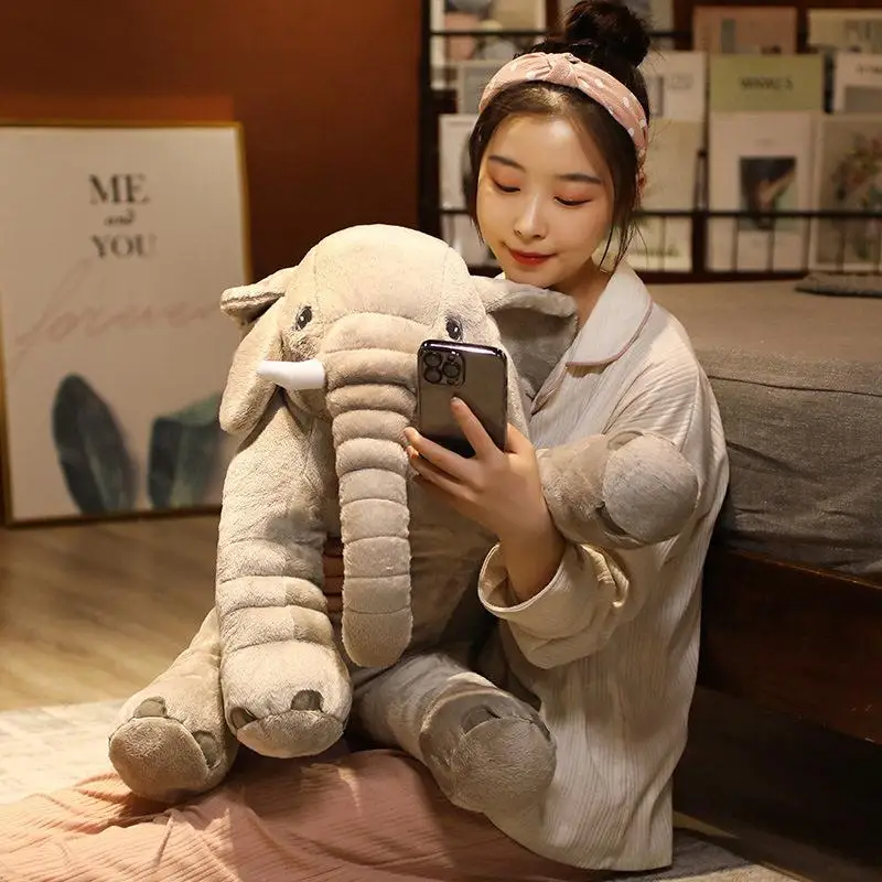 soften-baby's-nighttime-sleep-toy-plush-elephant-stuffed-animal-comforter-pillow-doll-girl-children's-plaything-pp-cotton-mat