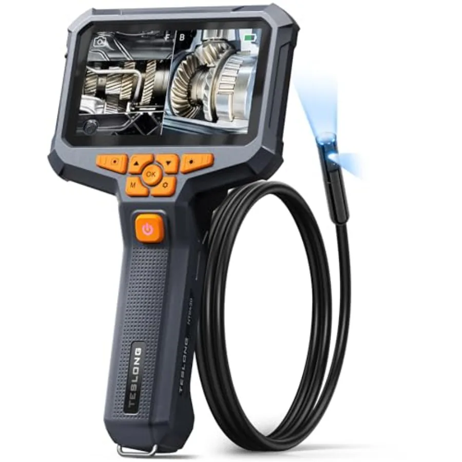

Dual Lens Endoscope Camera with Light 4.3" HD Snake Borescope Inspection Camera Automotive Scope Cam with Flexible Cable Home W