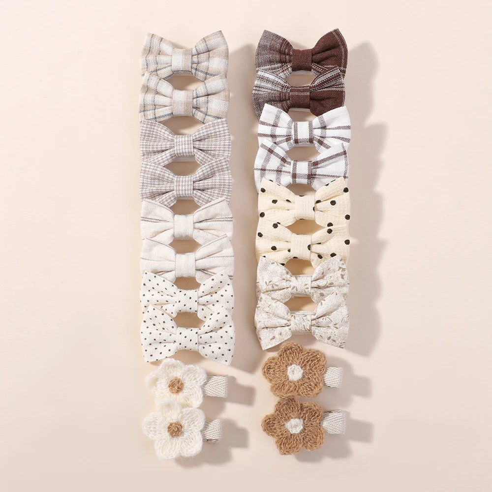 20 ชิ้น/เซ็ตเด็กน่ารัก Bows คลิปผมสําหรับสาว Barrette Boutique เต็มรูปแบบผ้าเด็ก Headwear เด็กอุปกรณ์เสริมผม