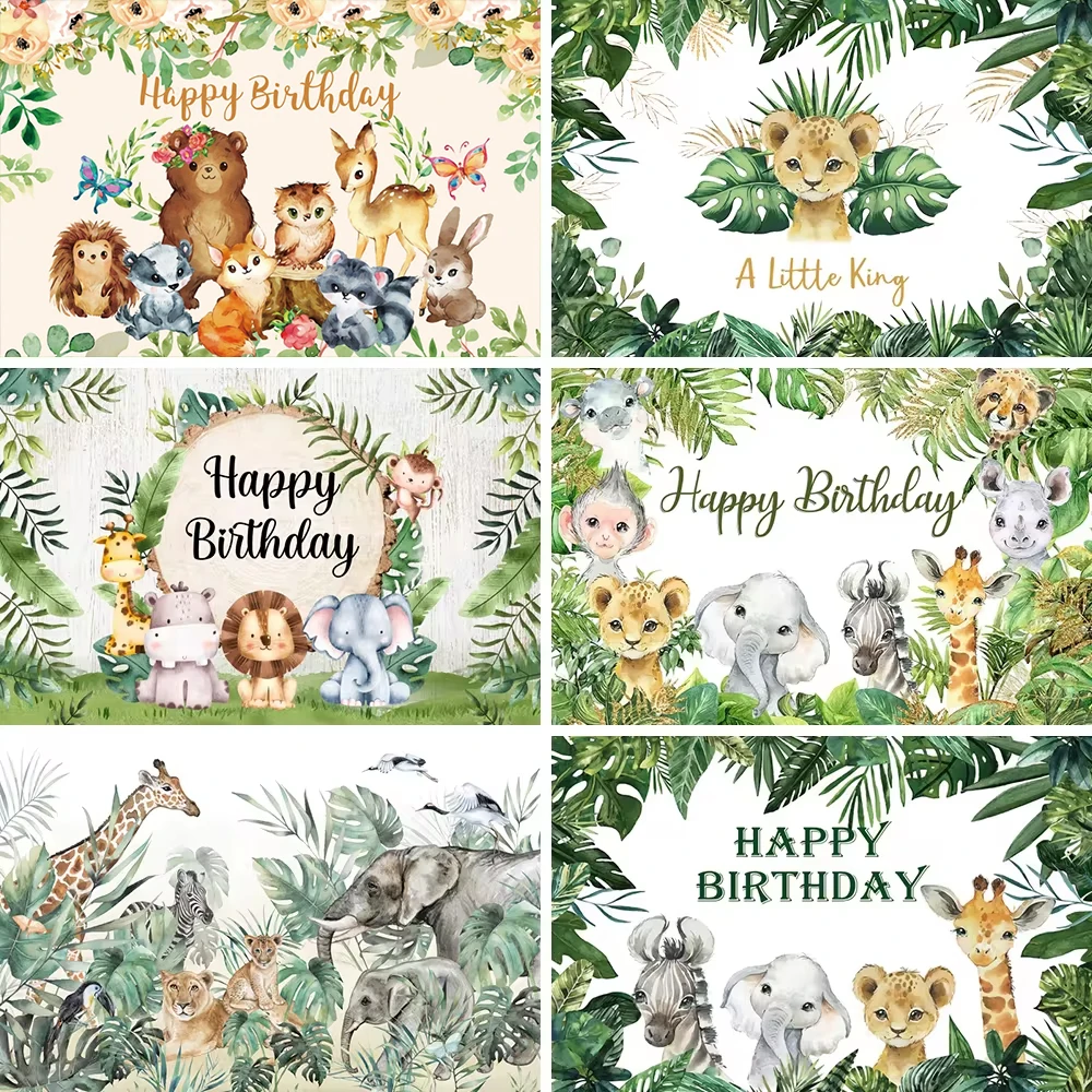 Selvagem um safari personalizado aniversário lona selva pano de fundo crianças festa decoração nome do bebê cartaz personalizado photozone fundo