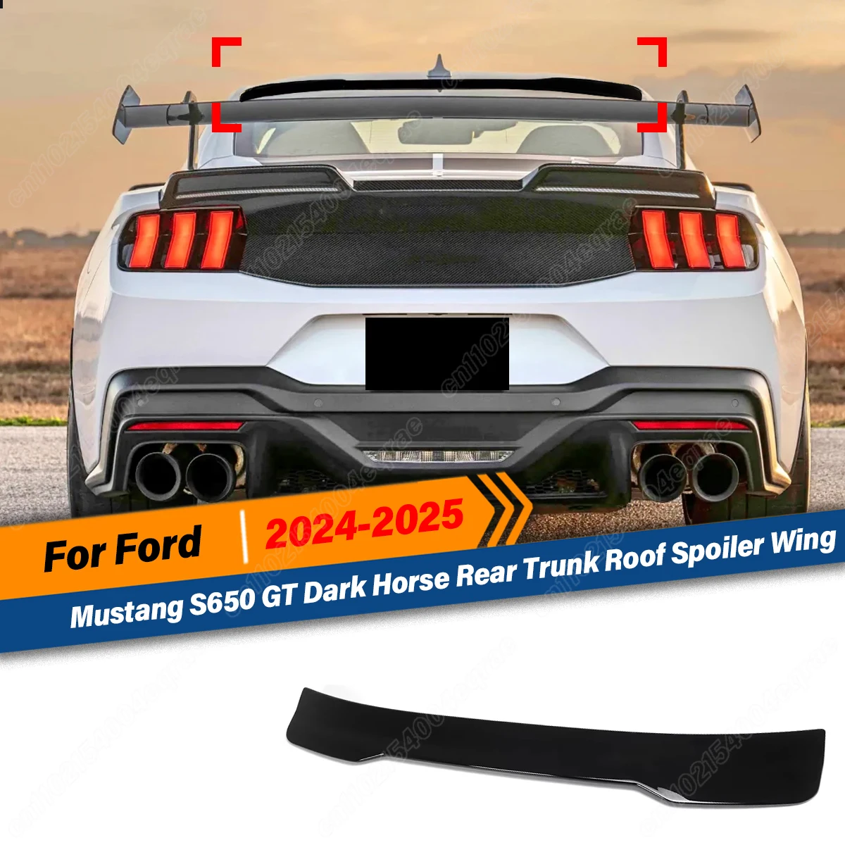 

For Ford Mustang S650 GT Dark Horse 2024 2025 Car Rear Trunk Roof Sport Spoiler Wing Cover Trim Car Accessories Body Kits