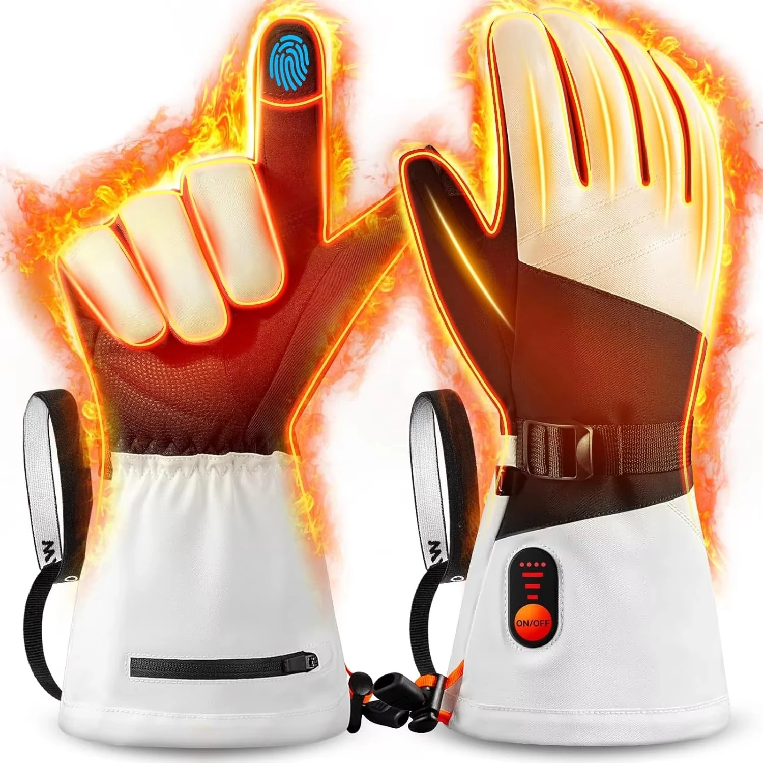 Winter Glove Insulated - プロ仕様のUSB充電式スキーグローブ。冬用の電気式ヒーター内蔵、防水・断熱機能付き。タッチスクリーン対応。モデル番号：WG004。
